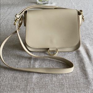 Grey vegan leather crossbody bag